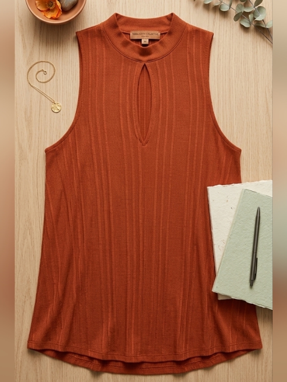 We The Free Keyhole Ribbed Tank Rust Orange - Medium - Picture 1 of 7